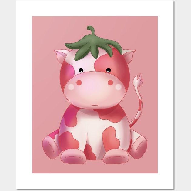 Strawberry Cow Wall Art by Niina